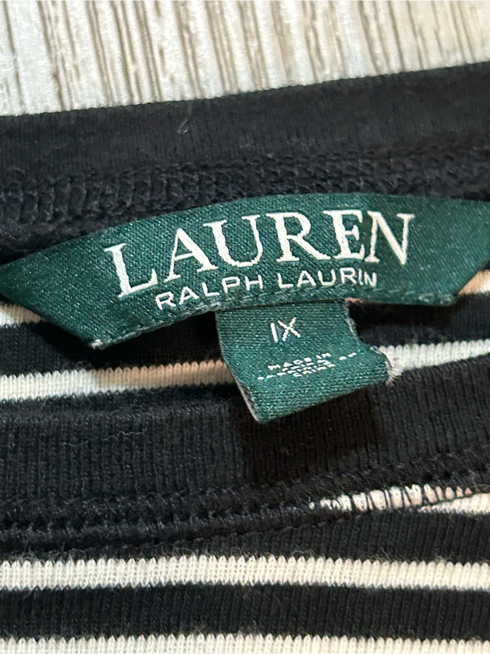 Lauren Ralph Lauren Striped Crewneck with Brown Elbow Patches - Picture 4 of 10